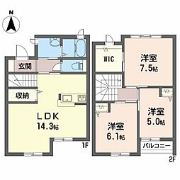 ル・クール陽だまりB 3LDKの間取図画像