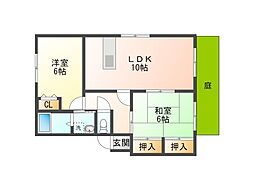コーポリバーサイドA 2LDKの間取図画像