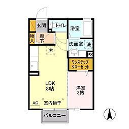 シャトー・デュ・ボヌールB 1LDKの間取図画像