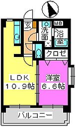 ハイムK.I二日市駅前 1LDKの間取図画像