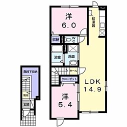 レジデンスミソラ 2LDKの間取図画像