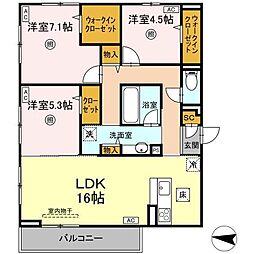 ロイヤルタウン富の原II 3LDKの間取図画像