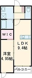 BraveBase八女II 1LDKの間取図画像