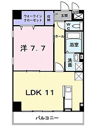 アウル三鷹 1LDKの間取図画像