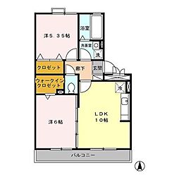 ノートルアージュブラン 2LDKの間取図画像
