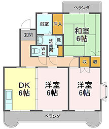 グランドール芹ケ谷 3DKの間取図画像