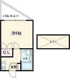 ビギン鳥羽 1Kの間取図画像