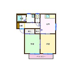 ボヌールランドコスモス 2DKの間取図画像