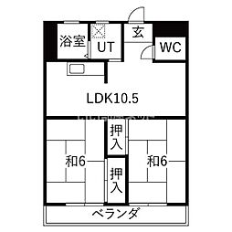 明和ビル 2LDKの間取図画像