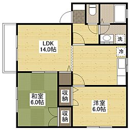 エスポワール曙A 2LDKの間取図画像