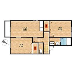 セジュールYM4 2LDKの間取図画像