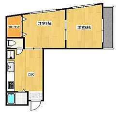 スターライト錦町 2DKの間取図画像