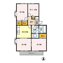 ジュネス宮沢A 4DKの間取図画像