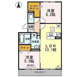 プルミエ3 2LDKの間取図画像