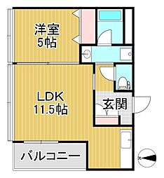 ブランドルフ 1LDKの間取図画像