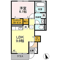 カーサデバンブ 1LDKの間取図画像