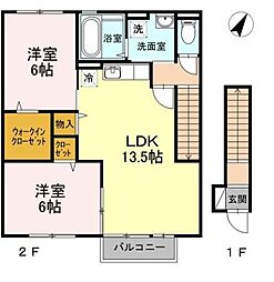 フォレストB 2LDKの間取図画像