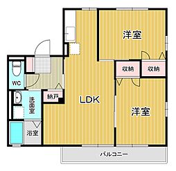 グランドハイムA 2LDKの間取図画像