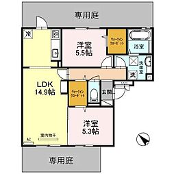 サニーヒルズ泉大津A 2LDKの間取図画像
