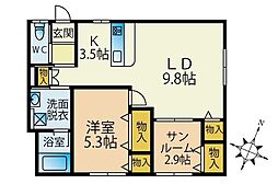 べるぽすとK 1LDKの間取図画像