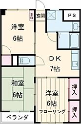 ラブリハイツ青梅 3DKの間取図画像