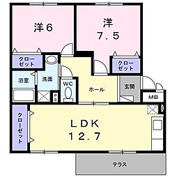 メゾンド本城A 2LDKの間取図画像