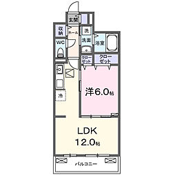 八幡東3丁目アパートA棟 1LDKの間取図画像