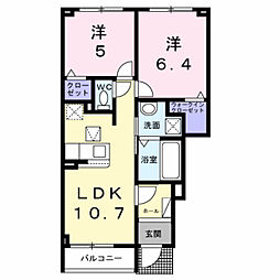 八幡東3丁目アパートB棟 2LDKの間取図画像