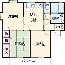 神田コーポ 3DKの間取図画像