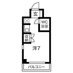 セラヴィアッシュ ワンルームの間取図画像