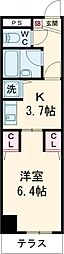 三協・寿崎グリーンコート福生 1Kの間取図画像