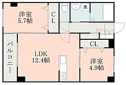ハイムセラウエスト 2LDKの間取図画像