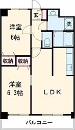 サニーハウス 2LDKの間取図画像