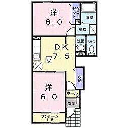 ベルメゾンT 2DKの間取図画像