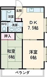 山愛マンション 2DKの間取図画像