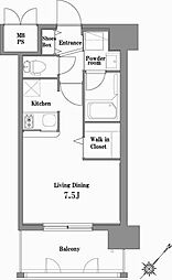 エンクレスト天神ステージ 1Kの間取図画像