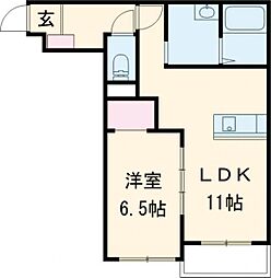 苫小牧市北栄5丁目新AP 1LDKの間取図画像