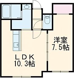 苫小牧市北栄5丁目新AP 1LDKの間取図画像