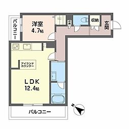 シャーメゾンマーレ竹下 1LDKの間取図画像