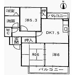 グリーンパーク藤塚B 3DKの間取図画像