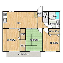 アンフォーラ広瀬B 3DKの間取図画像