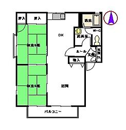 アネシス高尾台E 2LDKの間取図画像