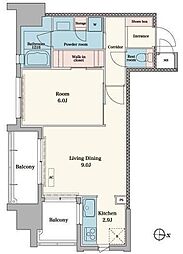 RJRプレシア博多駅前 1LDKの間取図画像