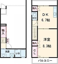 ガレージハウス瓜郷B 1DKの間取図画像