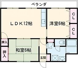イーストハイム 2LDKの間取図画像