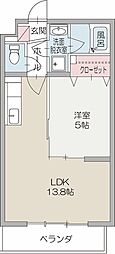 グリーンリーフ2 1LDKの間取図画像