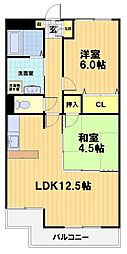 カルム常盤 2LDKの間取図画像
