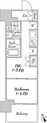 ウエリスアーバン水天宮前 1DKの間取図画像