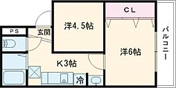 ピュアエスペラント2 2Kの間取図画像