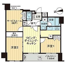ライオンズシティ武蔵小金井 2SLDKの間取図画像